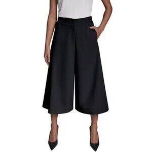 DKNY Womens Black Gaucho Wide Leg Pants Size 4 XS Pockets Business Casual NWT